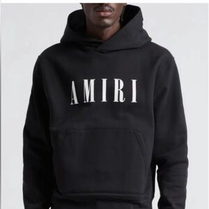 AMIRI Black Hoodie with White Logo